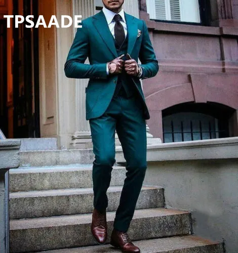 Green-3-Piece-Groom-Tuxedos-Suit-Formal-Wedding-Business-Suit-Custom-Plus-Size-Costume-Homme-Coat