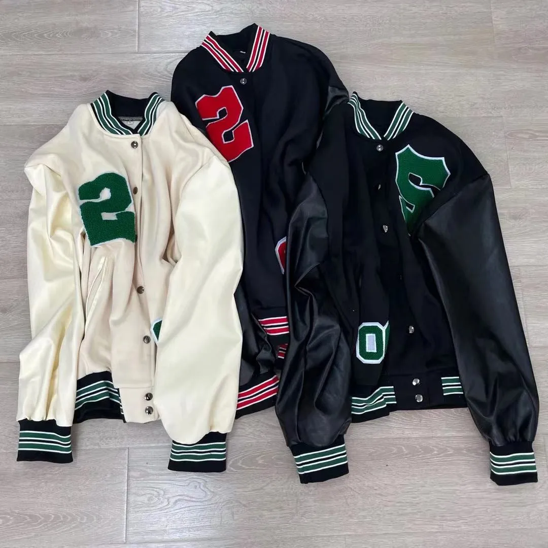 Women Baseball Jacket Varsity Vibe Style Y2K Spring Autumn Jock Uniform Bomber Jackets Lady Retro Fashion Oversized Coat Racer down parka