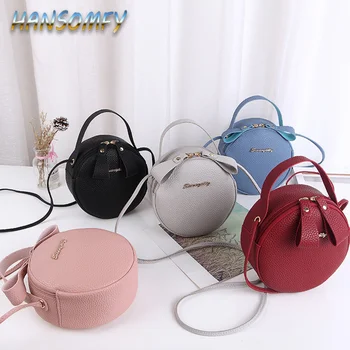 

HANSOMFY 2019 Designer Crossbody Bag For Women Top Handle Women's Handbag PU Leather Small Round Bags Dinner Clutch Purse LD-32
