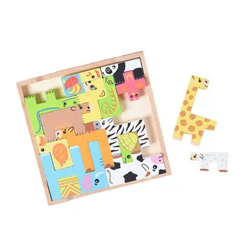 

3-8Years Wooden Tetris Building Puzzle Montessori Preschool Early Educational Toy