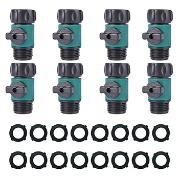 

Water Hose Turn Off Valve Garden Hose Connector Set with Rubber Gaskets+Leak-Free Ball Valve (8PCS) 3/4Inch Thread