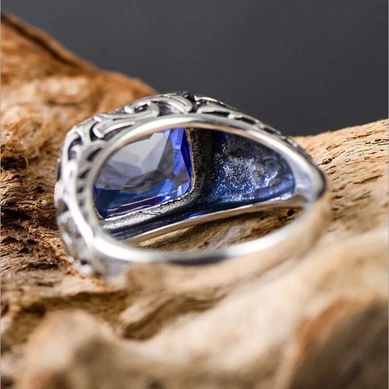 Мужское кольцо из чистого серебра 100% пробы с модным рисунком|Кольца| |