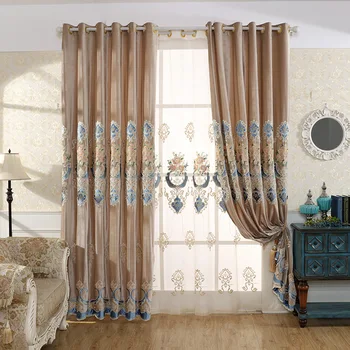 

Nordic New Flannel American Embroidered Curtains for Living Room Balcony Bedroom Study Finished Custom Curtain Screens
