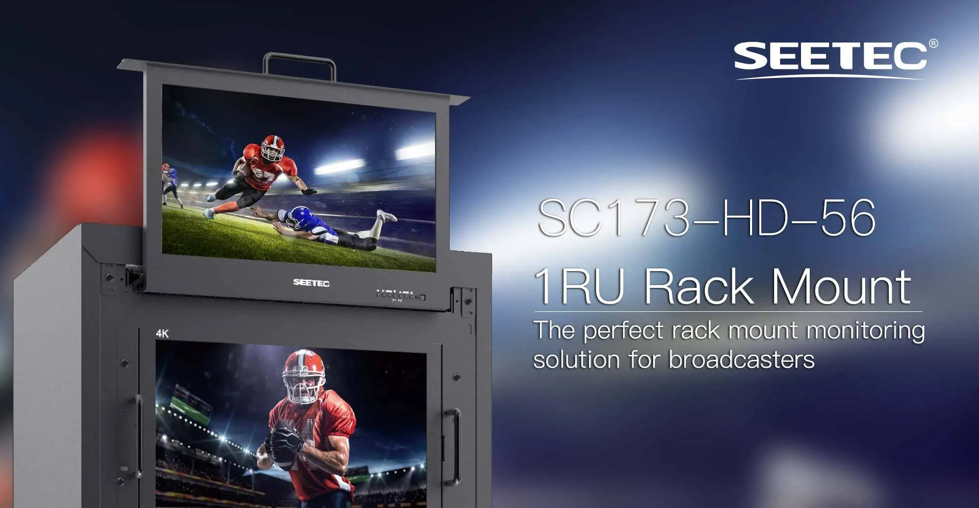 SC173-HD-56 17.3 Inch 1RU Pull Out Rack Mount Monitor Full HD 1920x1080  for Bro