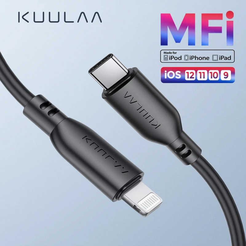 KUULAA MFi USB C к Lightning Кабель для iPhone 11 Pro Max X XS 8 XR 18 Вт PD Быстрая зарядка usb type C кабель для Macbook USB-C шнур