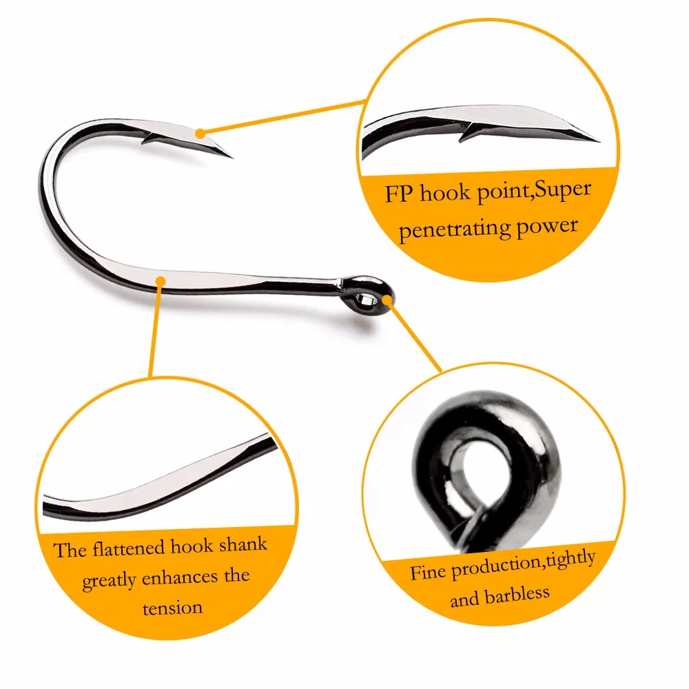 TheTime 중국 링 단조 1 -12  고품질 날카롭게 낚시 후크 높은 탄소 스틸 바닷물 잉어 후크 100 개/상자