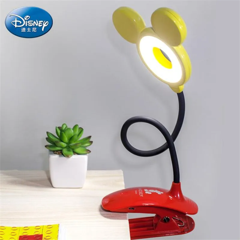 Disney Mickey Head LED Table Desk Lamp Cartoon Mouse Head Night Light Clip Portable Lampara USB Reading Lights Children Study
