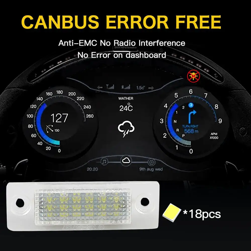 Светодиодная подсветка CANBUS для номерного знака Volkswagen Touran 2003 2010 Jetta 2005 Skoda Superb 2002 2008