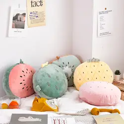 Simanfei мягкая подушка креативный фруктовый вышитый круглая подушка кактус клубника, ананас в форме арбуза задняя подушка
