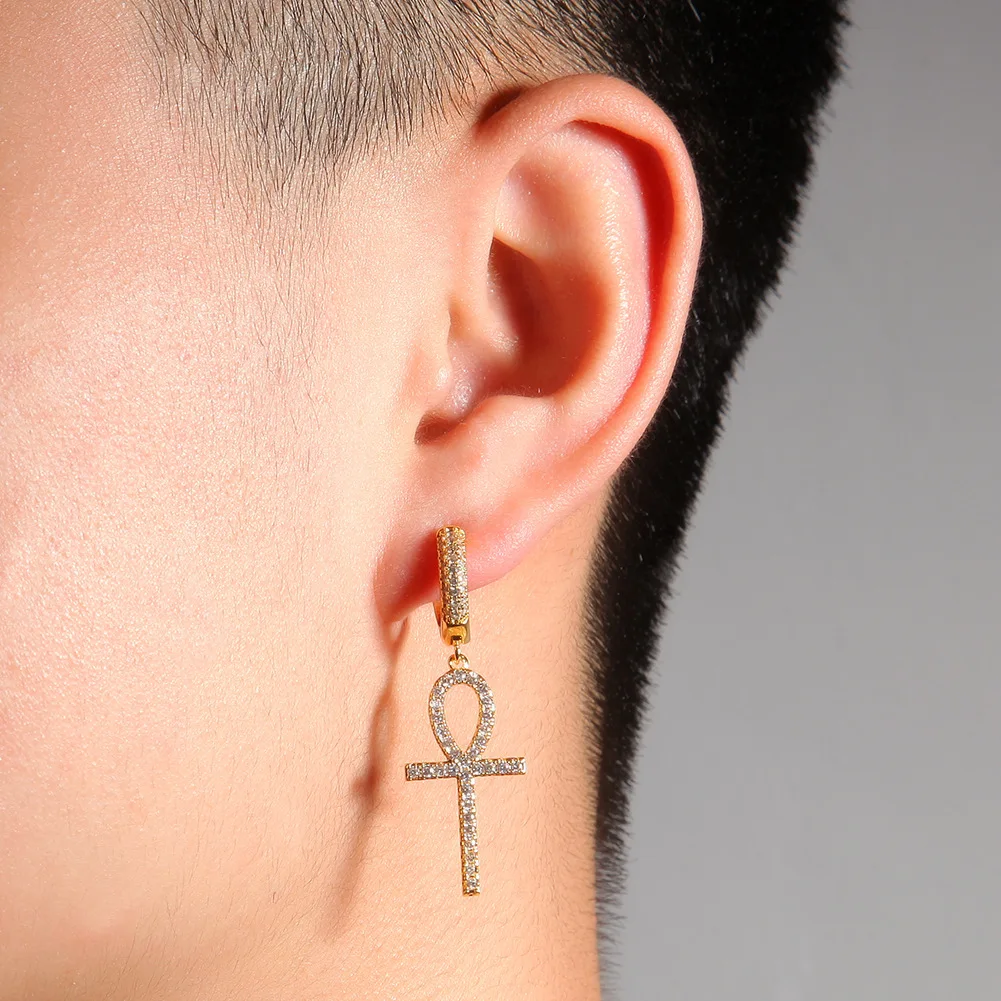 Anka Anha Bling Bling Iced Out Cubic Zircon Mirco Pave Prong Setting Brass Earrings Fashion Hip Hop Jewelry BE016