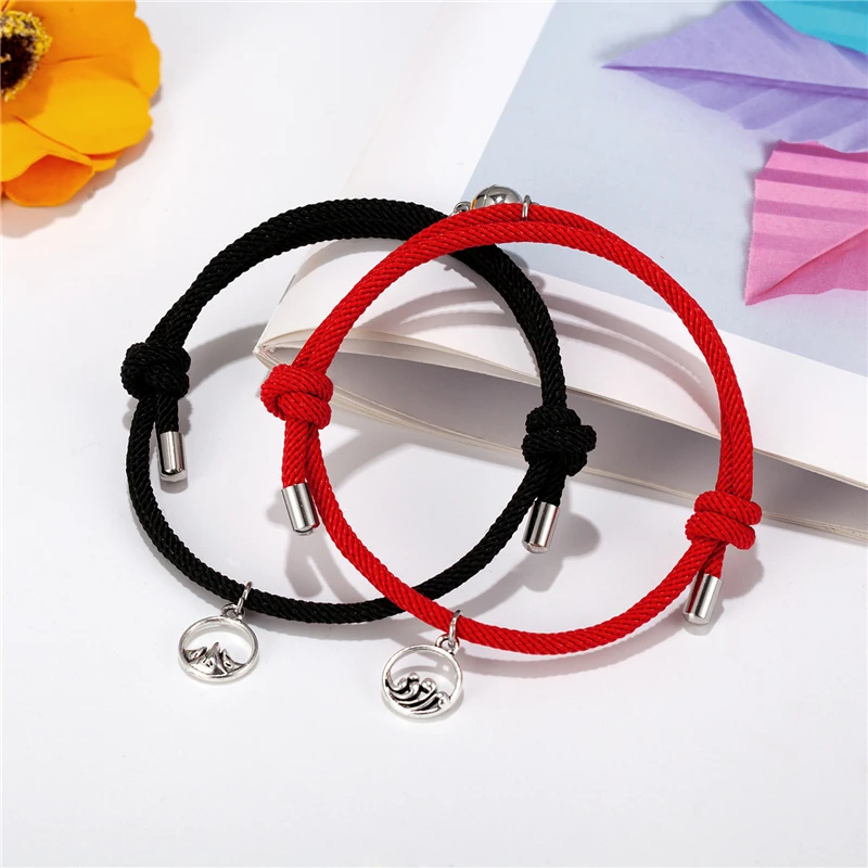 Colgante de pulsera con imán para pareja de hombres y mujeres, joyería creativa con personalidad para parejas, regalo para amantes, 2 uds.