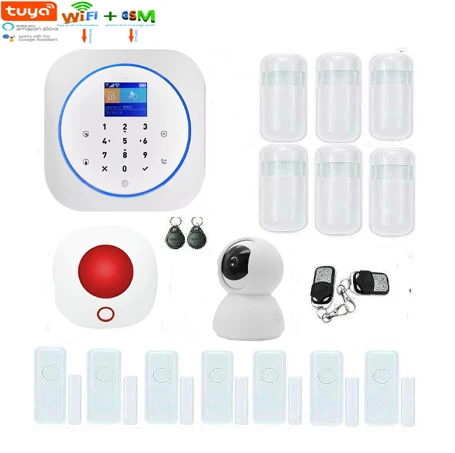 

SmartYIBA Tuya APP RFID Touch Keyboard WIFI GSM Burglar Anti-theft Alarm System Door/Window PIR Sensor DIY Kit 433Mhz Sensors