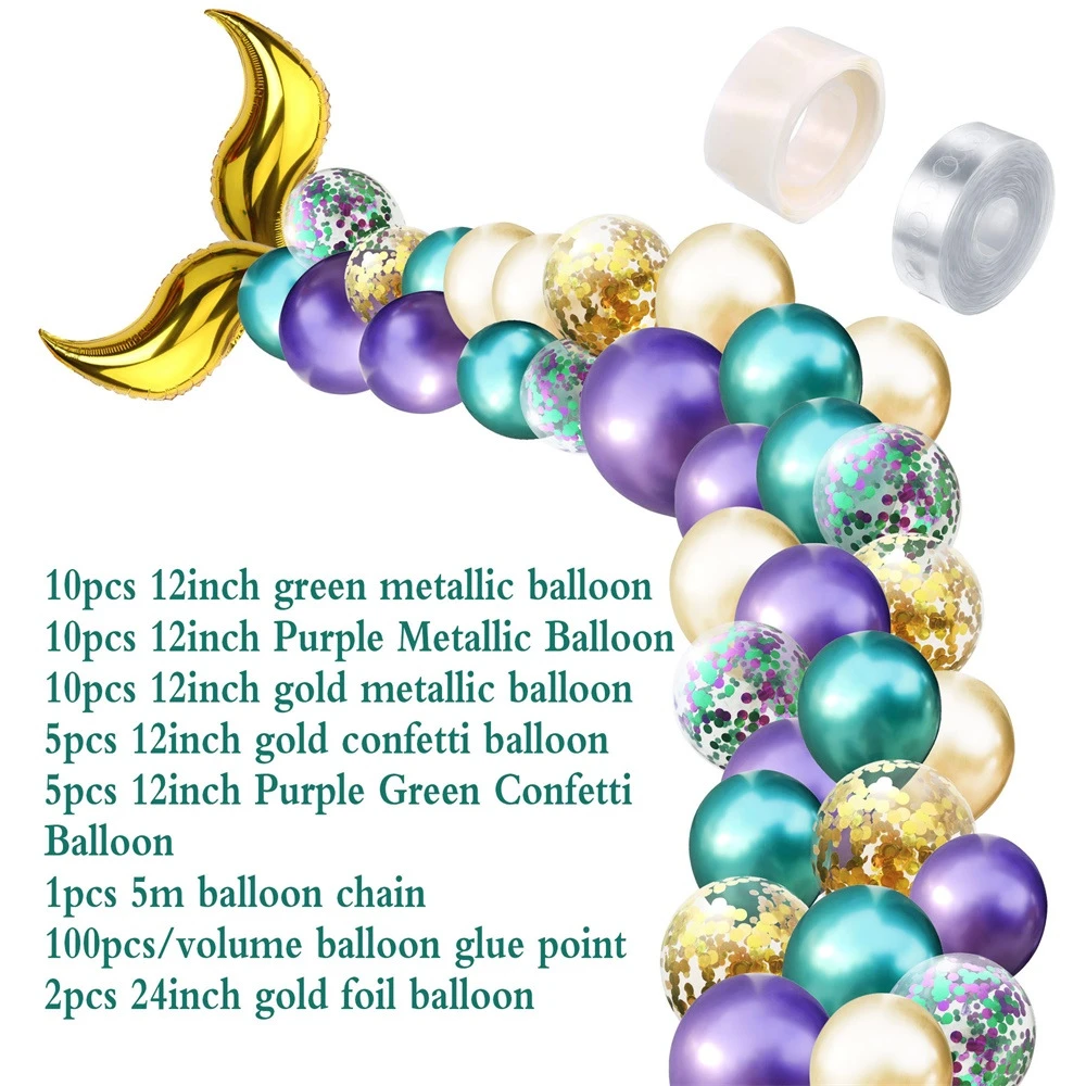 Download Craft Supplies Tools Decorations Decor Mermaid Party Decor Metallic Purple And Green Balloons Mermaid Balloons Mermaid Tail Balloon Garland Mermaid Themed Birthday Party