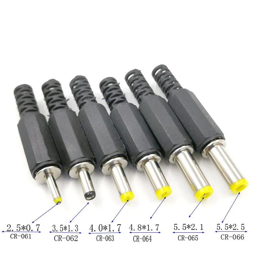 5PCS 2.5*0.7 3.5*1.3mm 4.0*1.7mm 4.8*1.7mm 5.5*2.1mm 5.5mm X 2.5mm Male Jack DC Power Plug Socket Adapter Adaptor Connector |