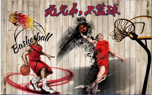 Wooden Basketball Court Wallpaper Mural