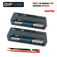 DXF-batería Lipo de 8000mAh, 4mm, 7,4 V, 110C/220C, 2S, Deans, XT60, EC5, para coche RC Evader, BX, vehículo, Buggy, Truggy, helicóptero