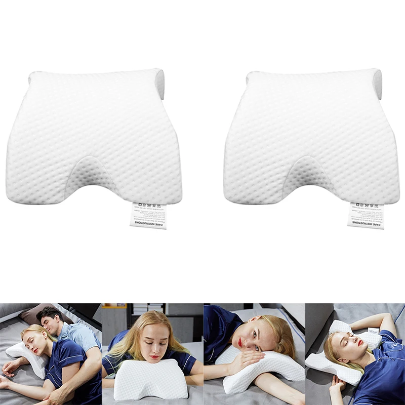 

2pcs Memory Foam Bedding Pillow Anti-pressure Hand Pillow Ice Silk Slow Rebound Multifunction Pillow Home Silk Couple Bedding