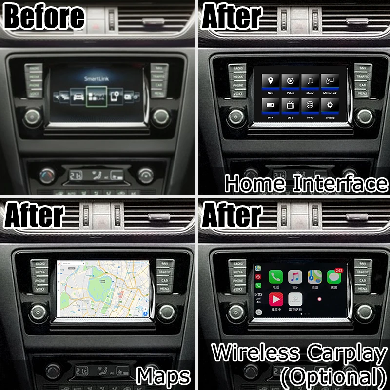 Коробка интерфейса Android / carplay для Skoda Rapid Kodiaq 6 5 8 &quotMIB MQB discover pro коробка