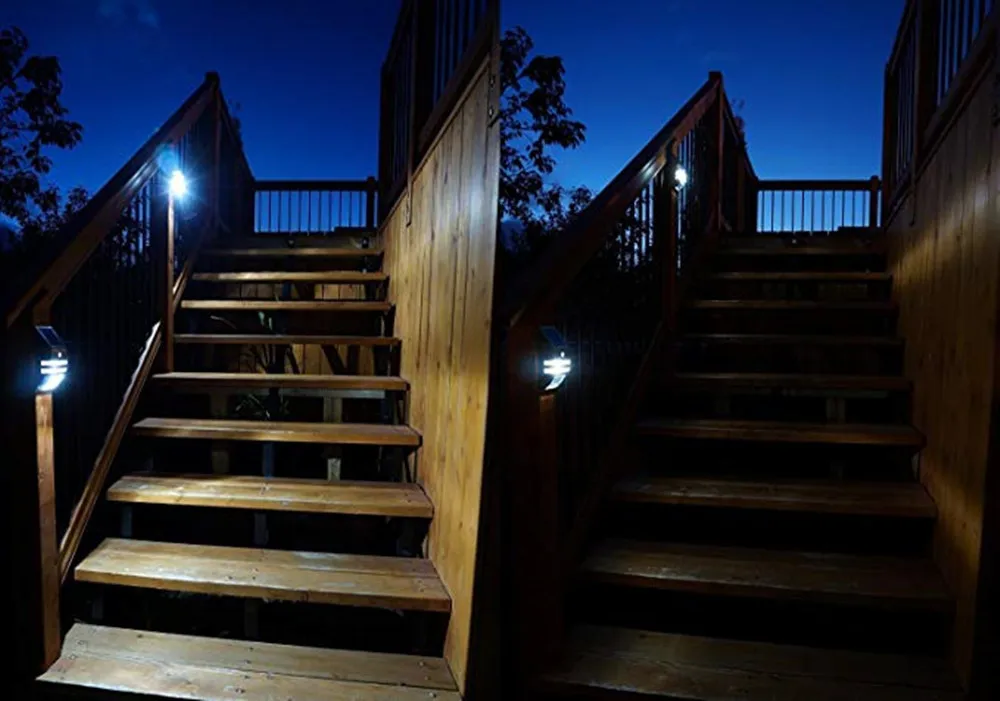 LED Solar Light Solar Garden Light 5LEDS For Wall Patio Fence Stairs Stainless Steel Waterproof Outdoor Light With Motion Sensor (3)