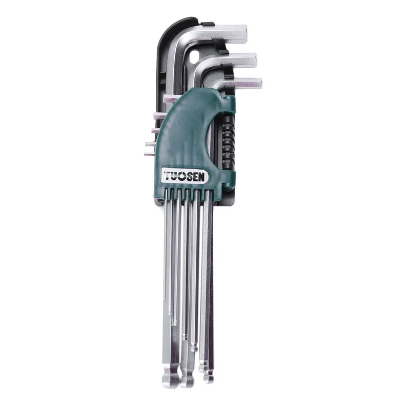 

Tuosen 9Pcs Cr-V Steel L-Shape Hex Hex Key Repair Tools Powerful Type Hex Wrench Set Ball Head Niversal Key Hexagon