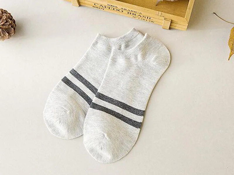 10 шт. = 5 пар мужских носков хлопковые полосатые носки-башмачки всесезонные Мужские Повседневные Дышащие носки в стиле Харадзюку Meias - Цвет: Gray