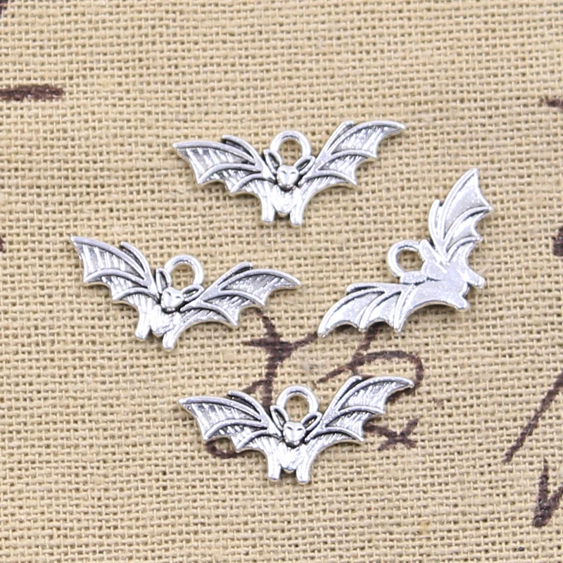 50pcs Charms Halloween Fly Bat 9x21mm Antique Silver Color Pendants DIY Crafts Making Findings Handmade Tibetan Jewelry