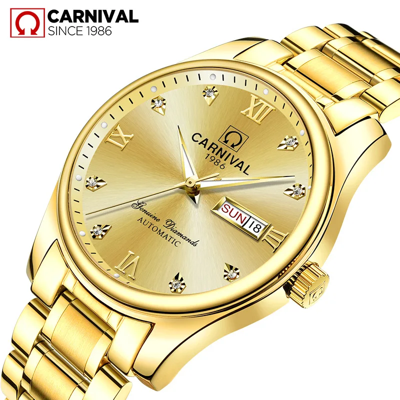 

Carnival Analog Watch MEN'S Watch Business Watch Waterproof Simple Gold Watch 8671G