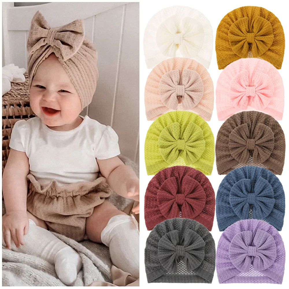 Gorro de bebé de niña,sombrero,diadema y lazo turbante anu 