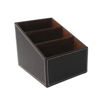 

Desk Storage Box Holder Phone And TV PU Leather Organizer Remote Control