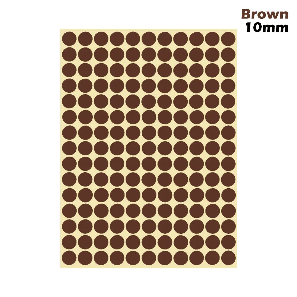 brown 10mm 1 лист 10 мм/19 мм цветные наклейки в горошек круглые круги точки бумажные клеящиеся этикетки офисные школьные принадлежности - Цвет: brown 10mm