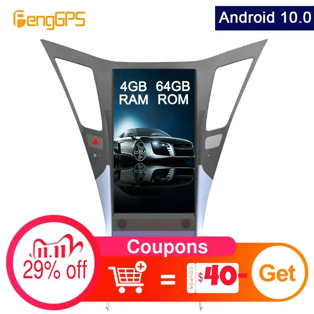 

13.6" Android 10.0 Car DVD Player for Hyundai Sonata 2010-2014 GPS Navi Multimedia Headunit Tesla Style Touchscreen 1920*1080 HD