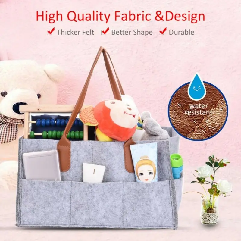 Felt Baby Diaper Caddy Nursery Storage Wipes Bag Nappy Organizer Container