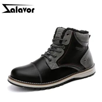 

ZALAVOR Outdoor Snow Boots For Men Add Plush Fur Keep Warm Winter Shoes Men Short Boots Lace Up Tooling Footwear Size 39-44