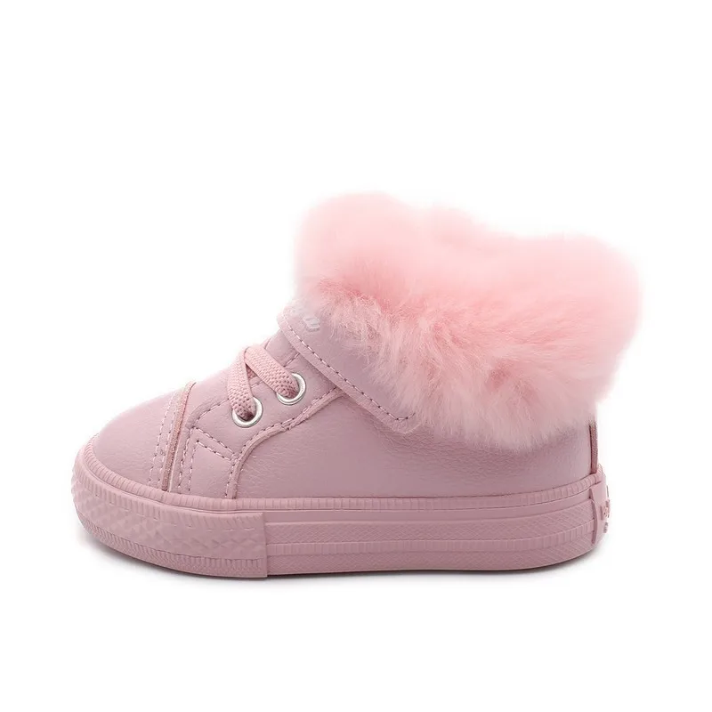 Детская зимняя обувь для детей 1-2-3 лет, г. Зимние ботинки с бархатом, Новая Модная хлопковая теплая детская обувь с хлопчатобумажными стельками для малышей - Цвет: pink