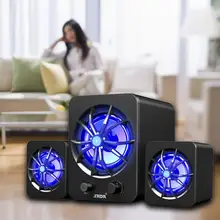 Цветной СВЕТОДИОДНЫЙ стерео сабвуфер P lastic, компьютерный плеер, USB проводной Бас-динамик, Многофункциональный Домашний ноутбук