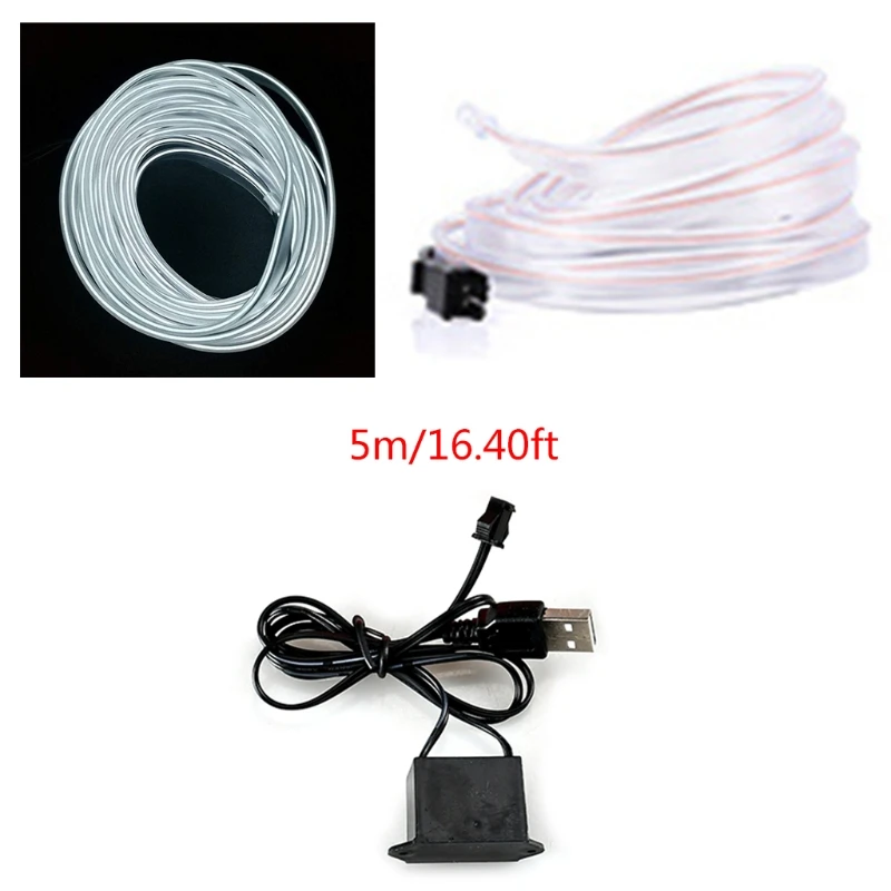 

USB Neon EL Wire for Car Decoration Glowing Electroluminescent Wire Light Cold L H8WE
