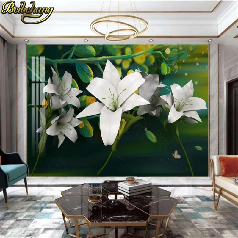 

beibehang Custom 3D Photo Wallpaper Lily Flower Scenery Wall Painting wallpapers Living Room Sofa TV Background Mural Wall Paper