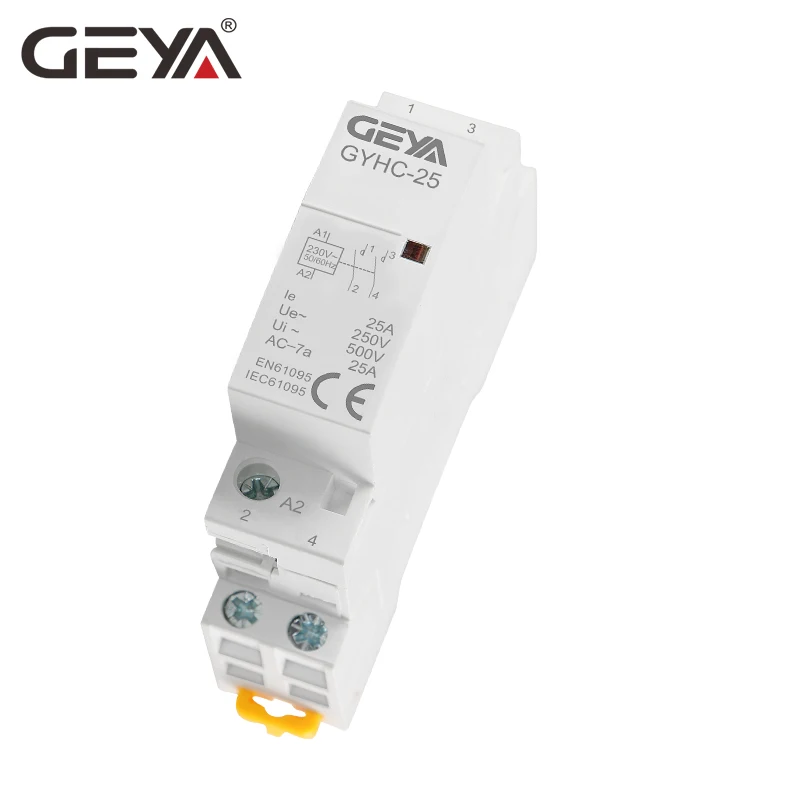 GEYA бытовой модульный контактор 2P 16A 20A 25A 2NC 2NO 1NO1NC Din рейка Тип 50/60 Гц автоматический