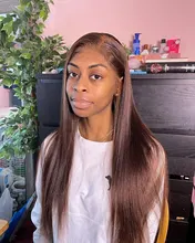 Peluca con malla frontal para mujeres negras, pelo liso de color con pelo de bebé 13x4, pelucas de cabello humano brasileño con encaje frontal, 4x4, Remy