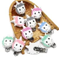 Joepada 3Pc/Lot Mickey Round Star Unicorn Silicone Beads Clip For Baby Teether Pacifier Accessories Infant Clasps Holders 2