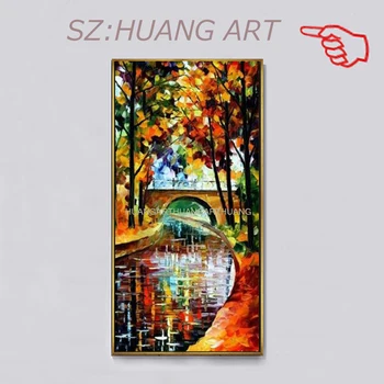 

Art Hand Painted Knife Abstract Tree Landscape Oil Painting on Canvas Wall Art Picture Living Room Wall Decor No Frame