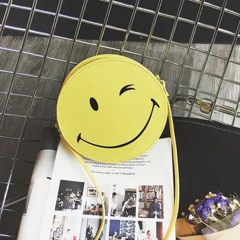 

2020 New Super Deal Causal Women Sweet Smile Handbags Famous Brands smiley Circular Shoulder Bag Chain Messenger Crossbody Bags