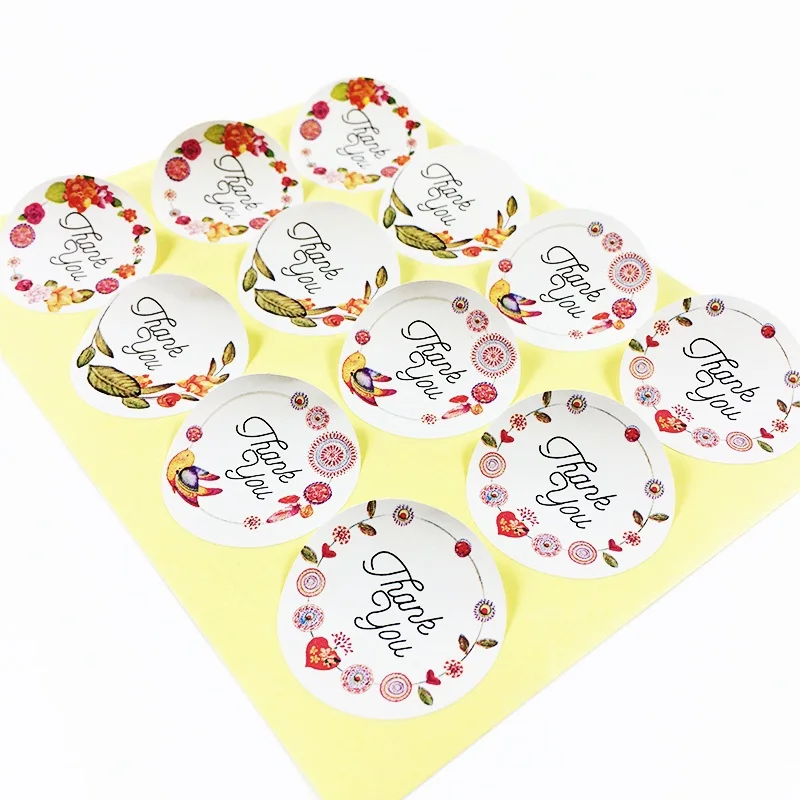 

120 Pcs/lot Circular Flower DIY Sticker "Thank you" Sealing Packaging Sticker Baking Scrapbooking Label Cake Box Party Decoratie