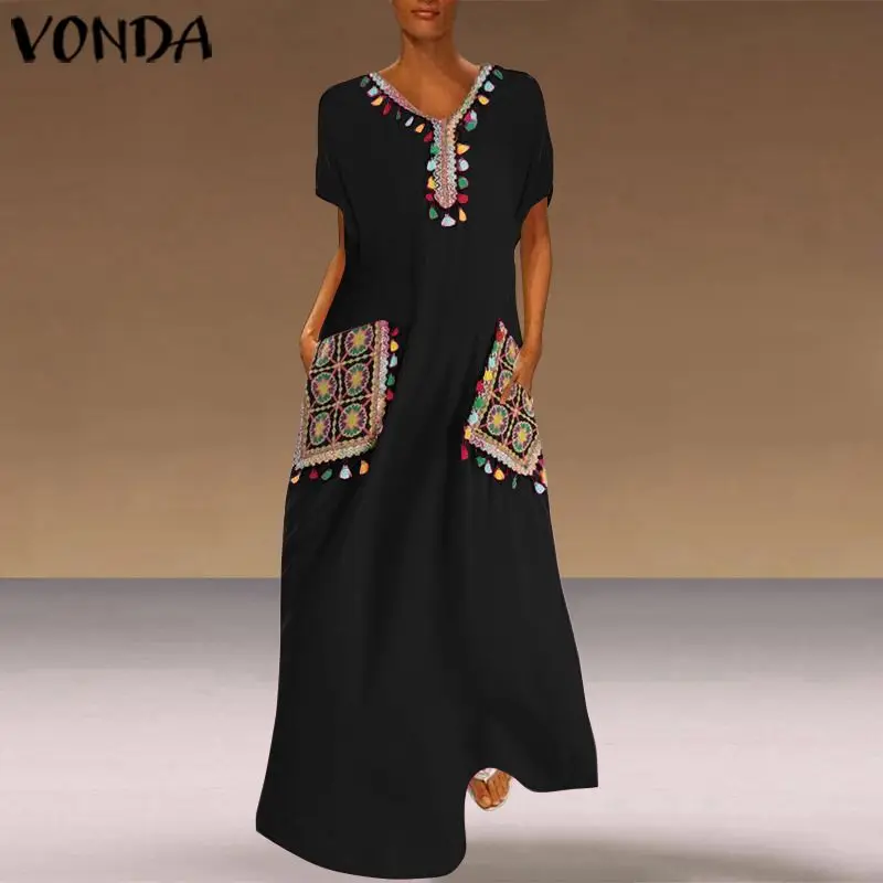 VONDA/платье для беременных с коротким рукавом и принтом; повседневное длинное платье макси с круглым вырезом; повседневное пляжное платье; богемное платье для беременных