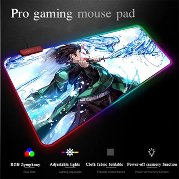

Yuzuoan Customized RGB Gaming Mouse Pad Ghost Face Blade Gamer Exclusive LED Lighting RGB Mouse Pad Locking-Edge Comfortable