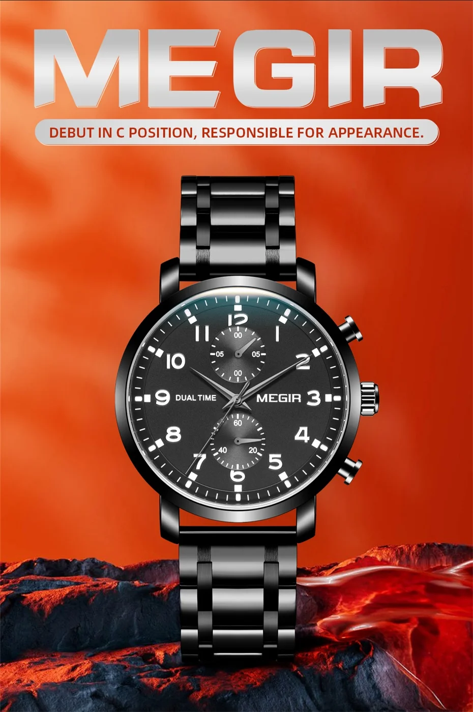 multi-função dial à prova dwaterproof água cronógrafo