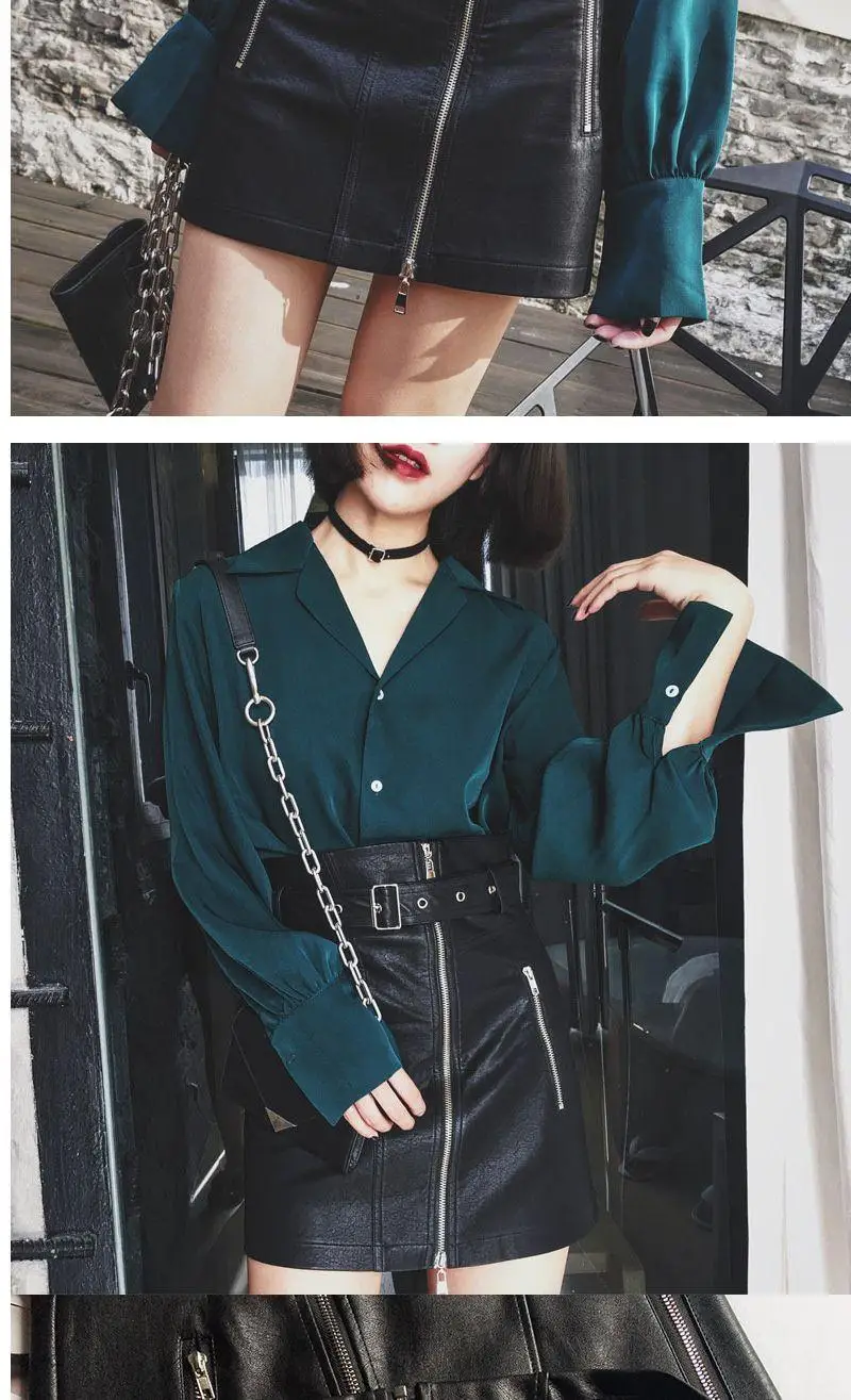 2020 New Style Small Leather Skirt Skirt Pu Autumn and Winter High Waist Bag Hip Skirt Zipper Waistband A- line Womens Skirt