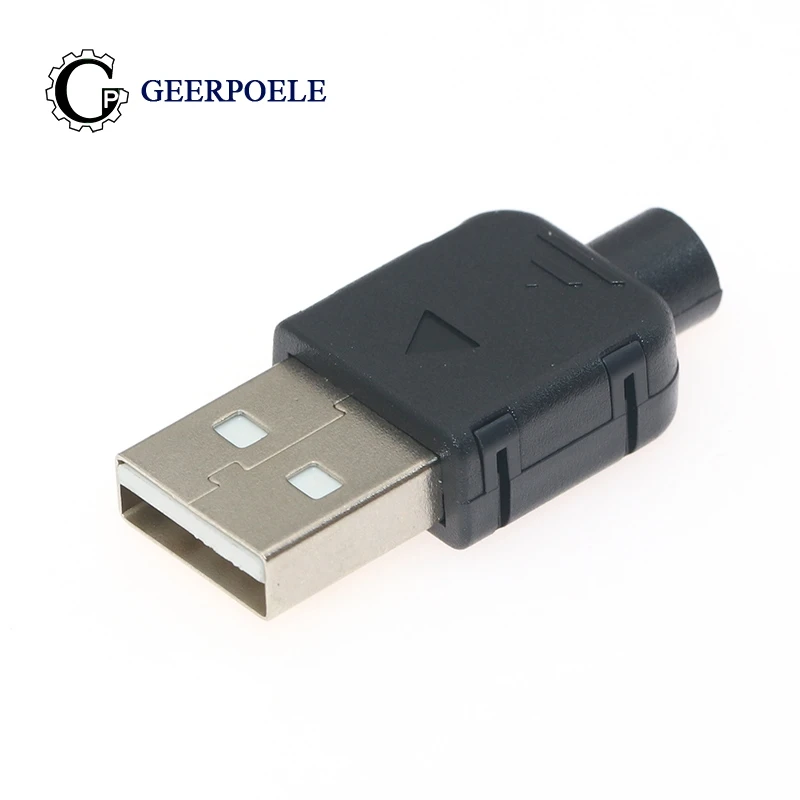 

10 pcs/lot Male Type A 4p Connectors Black snap-on USB Connector Plastic Shell Jack Plug Socket
