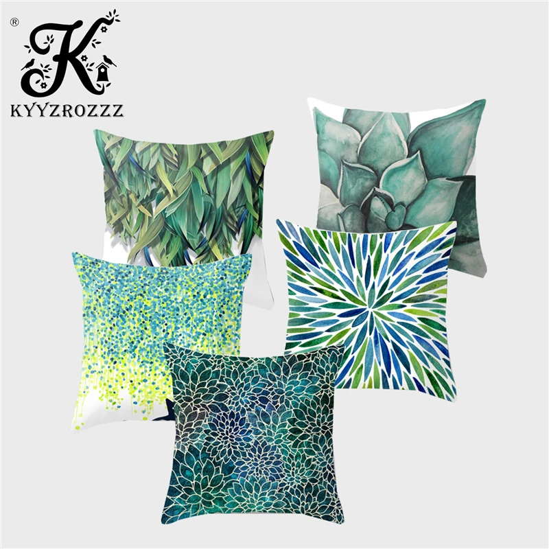 

Decorative Cushion Cover Tropical Plant Leaves Polyester Geometric Printing Living Room Sofa Chair Pillowcase Funda Cojin40*40CM