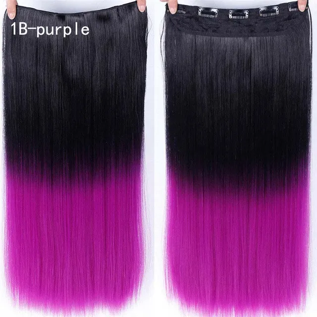 DIFEI Synthetic 24 Inch 5 Clip Long curly Women Clip in Hair Extensions Black Brown High Tempreture Hair Piece #17